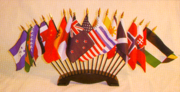 Various 4x6" table flags in the 17 hole base from your smALL FLAGs store.