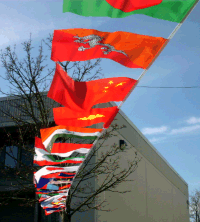 Asian flag string shown here at our old warehouse