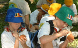 smALL FLAGs helping small campers with their crafts.